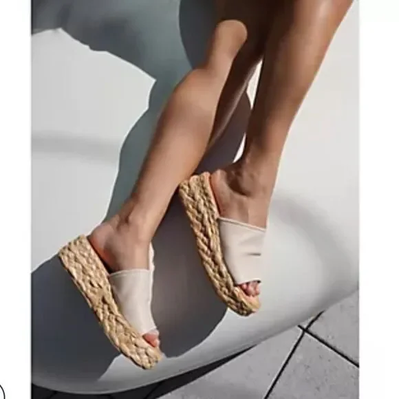 Dolce Vita Raffia Bottom Slide Sandals - Pablos - Picture 3 of 10